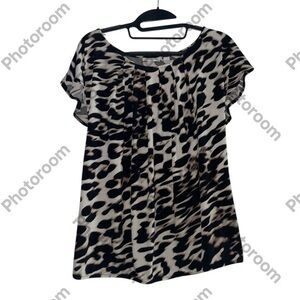 New York & Company Leopard Print Blouse Size S